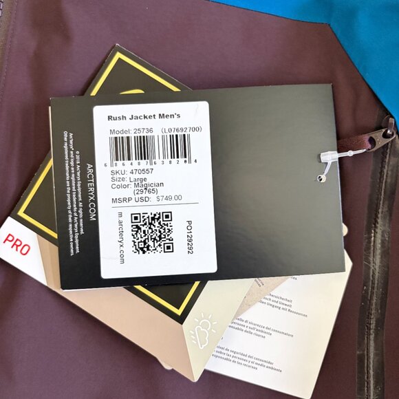 Men's Arcteryx Rush Ski Shell Jacket Large Magician Blue Brand New With Tags - Picture 4 of 5